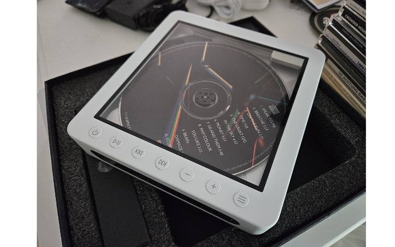 FiiO DM13 – Portable CD Player with Bluetooth 5.1, Multi-Format Support, Dual 3.5mm/4.4mm Output, 1000mAh Battery, White Skylight