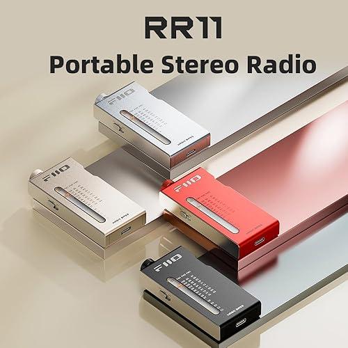 FiiO RR11 Silver – Portable Stereo FM Radio with HiFi AMP Mode, Ultra-Thin Aluminum Body, 64-108MHz Coverage, BASS+3D Sound