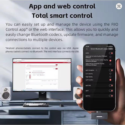 FiiO Air Link High-Resolution Bluetooth 6.0 USB-C Transmitter with QCC5181, LDAC & aptX Lossless, Silver
