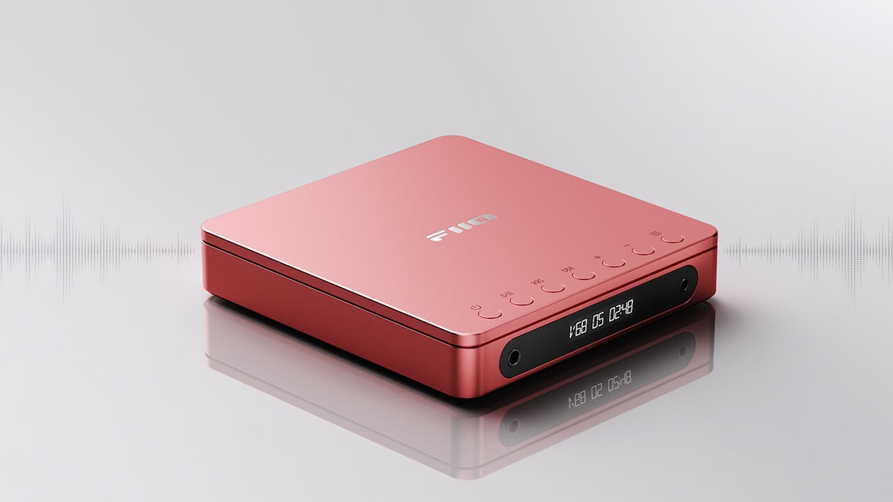 FiiO DM13 – Portable CD Player with Bluetooth 5.1, Multi-Format Support, Dual 3.5mm/4.4mm Output, 1000mAh Battery, Red