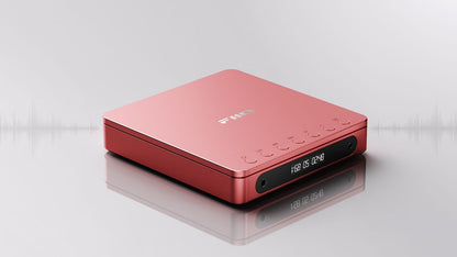 FiiO DM13 – Portable CD Player with Bluetooth 5.1, Multi-Format Support, Dual 3.5mm/4.4mm Output, 1000mAh Battery, Red