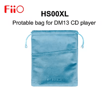 FiiO HS00XL Portable Storage Pouch for DM13 CD Player – Velour Drawstring Bag, Double-Pocket Design, Dual-Layer Protection, Blue