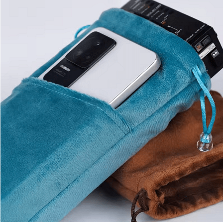 FiiO HS00XL Portable Storage Pouch for DM13 CD Player – Velour Drawstring Bag, Double-Pocket Design, Dual-Layer Protection, Blue