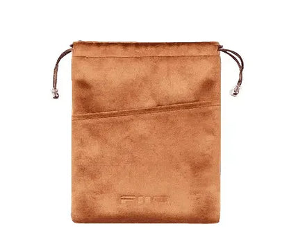 FiiO HS00XL Portable Storage Pouch for DM13 CD Player – Velour Drawstring Bag, Double-Pocket Design, Dual-Layer Protection, Brown