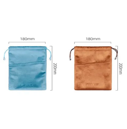 FiiO HS00XL Portable Storage Pouch for DM13 CD Player – Velour Drawstring Bag, Double-Pocket Design, Dual-Layer Protection, Brown