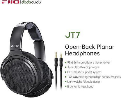 FiiO JT7 Open-Back Planar Magnetic Over-Ear Headphones – 95×86mm Driver, Hi-Res Certified, 318g Lightweight Design