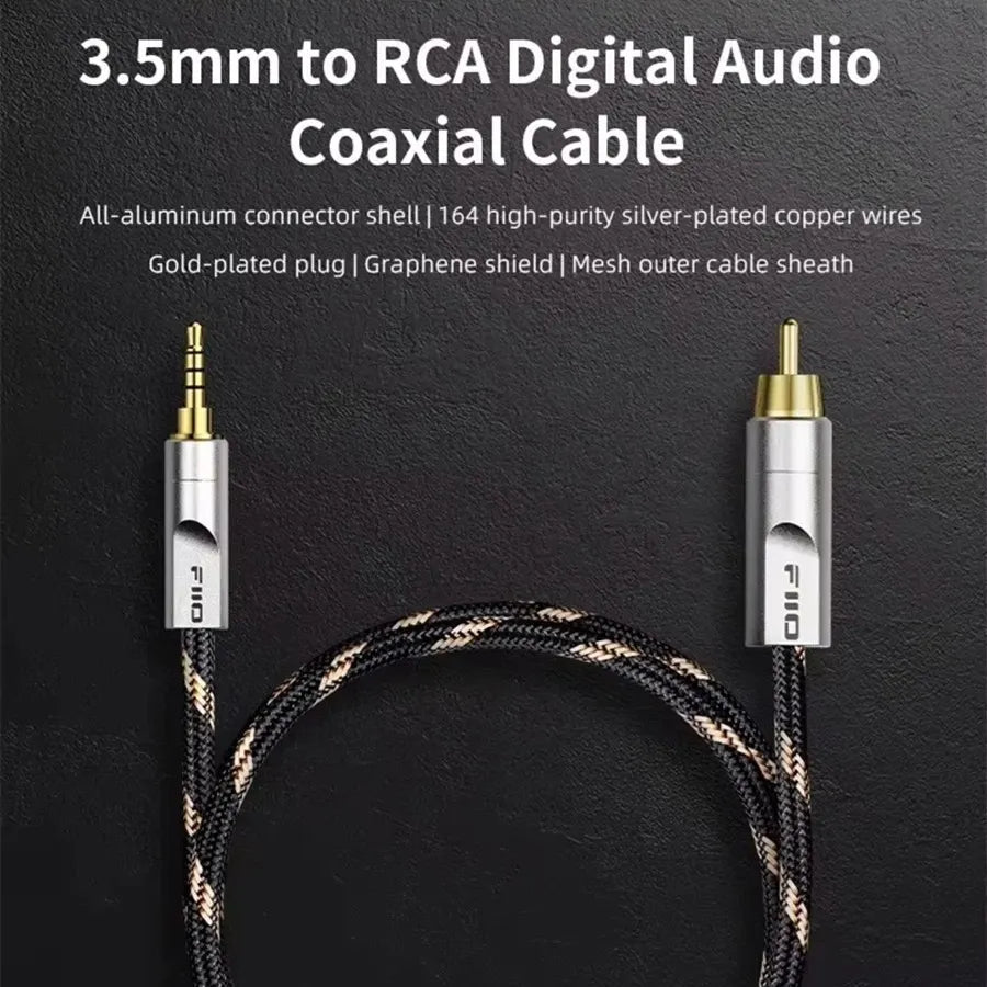 FiiO LL-RCA1M Premium 3.5mm to RCA Digital Audio Coaxial Cable - 80cm
