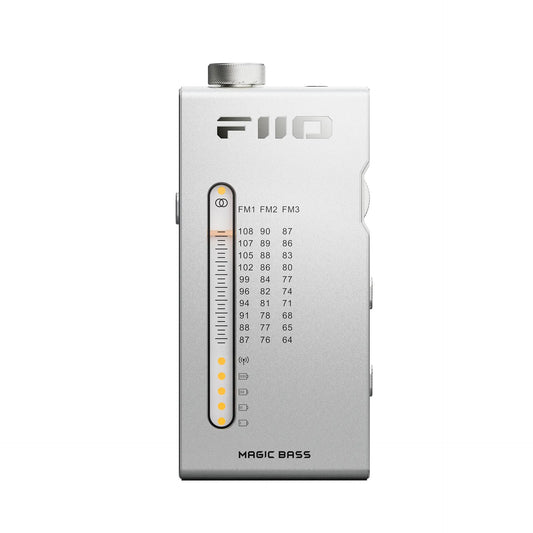 FiiO RR11 Silver – Portable Stereo FM Radio with HiFi AMP Mode, Ultra-Thin Aluminum Body, 64-108MHz Coverage, BASS+3D Sound