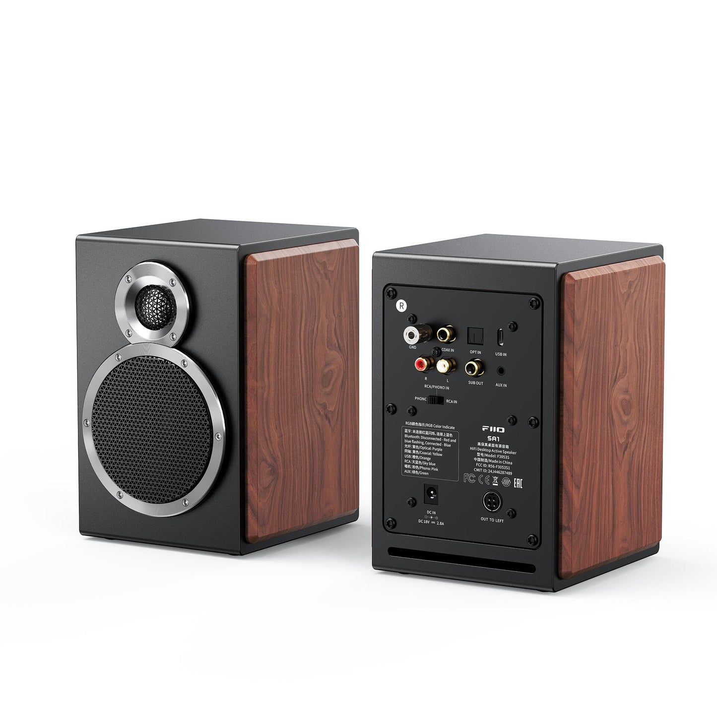 Fiio SA1 High-Fidelity Desktop Active Speaker | Bluetooth 5.4 LDAC | Phono Preamp | 31-Band PEQ EU Version
