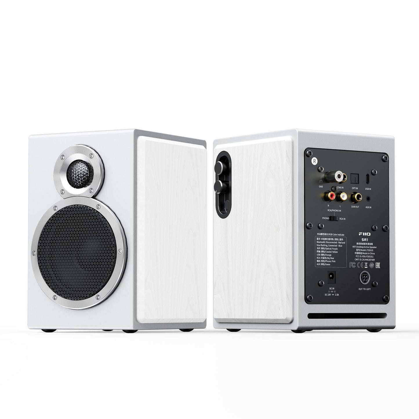 Fiio SA1 High-Fidelity Desktop Active Speaker | Bluetooth 5.4 LDAC | Phono Preamp | 31-Band PEQ EU Version