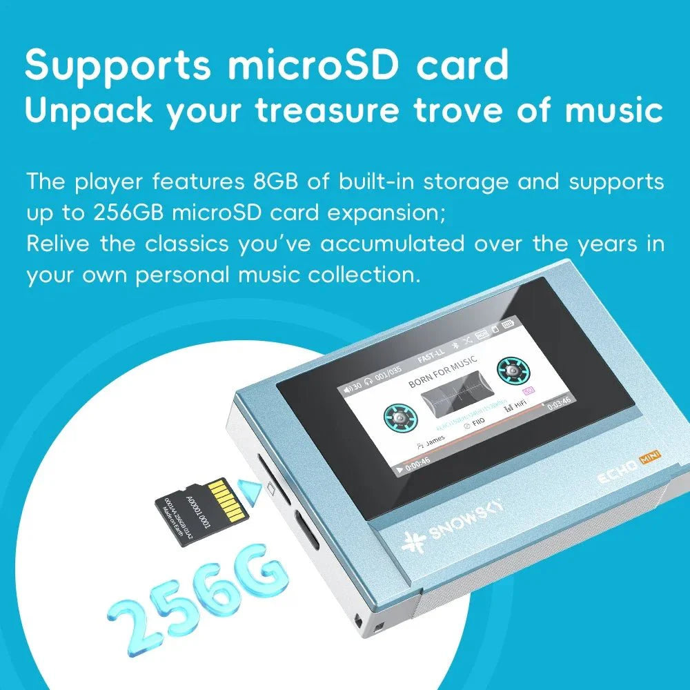 FiiO SNOWSKY ECHO SKY BLUE – Portable Hi-Res Lossless Music Player, Dual CS43198 DACs, 3.5mm & 4.4mm Balanced Output, Bluetooth 5.3, DSD256-Copy