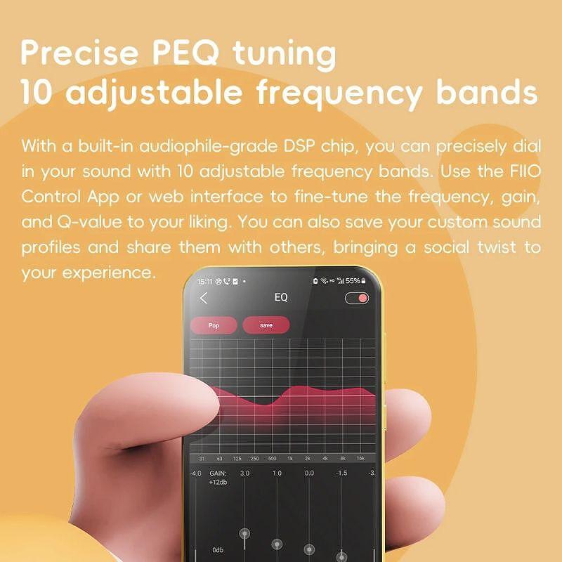 FiiO SNOWSKY TINY A BLACK – Portable USB DAC & Headphone Amplifier, 10-Band PEQ, PCM 384kHz/DSD256, 3.5mm + Type-C Charging
