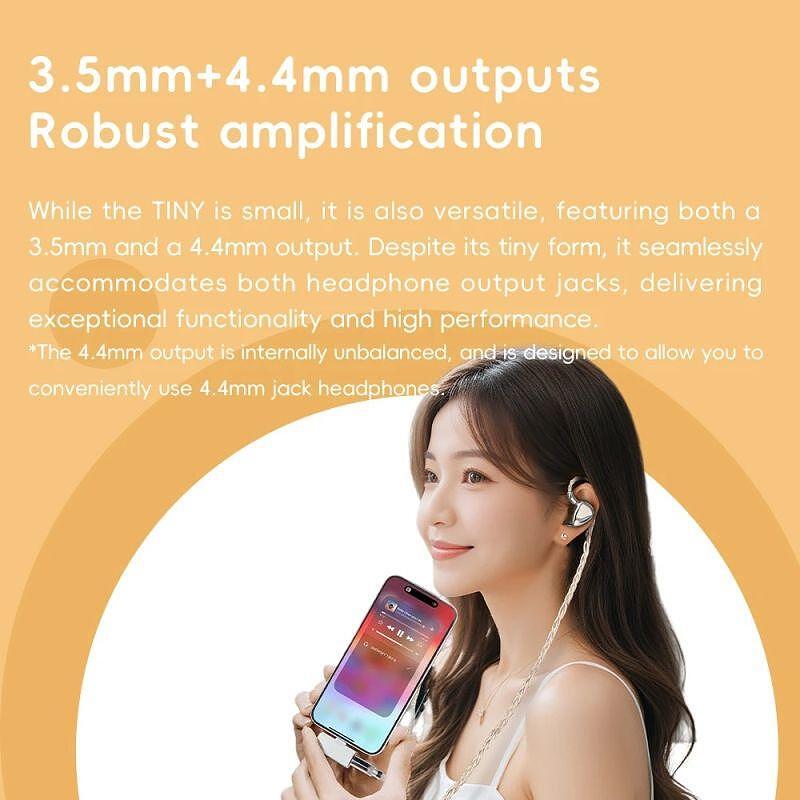 FiiO SNOWSKY TINY B SILVER – Portable USB DAC & Headphone Amplifier, 3.5mm + 4.4mm Dual Output, 10-Band PEQ, PCM 384kHz, DSD256
