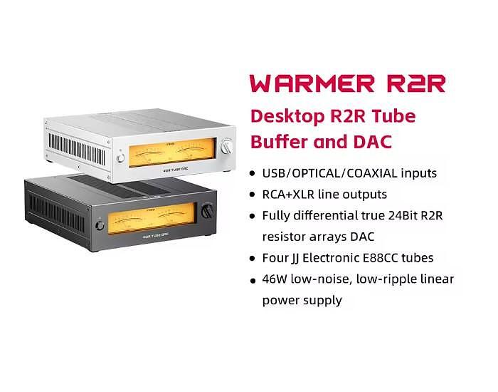 FiiO WARMER R2R Tube DAC/Amp – Fully Balanced 24-Bit R2R, JJ E88CC Tube Buffer, USB/Optical/Coaxial In, RCA & XLR Out, Black. Available
